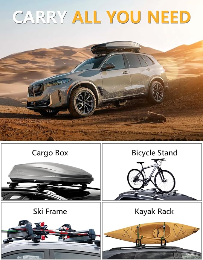Tuyoung Lockable 220lbs Roof Rack Cross Bars Compatible with BMW X5 G05 2019-2026, Heavy Duty Aluminum Roof Rails Crossbars Bike Kayak Snowboard Rooftop Cargo Carrier SUV Luggage Accessories