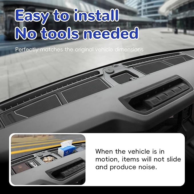 auovo Dash Cover Tray Compatible with Ford Bronco Accessories 2024 2025 2026 Bronco Anti-Slip Silicone Car Dashboard Compartm