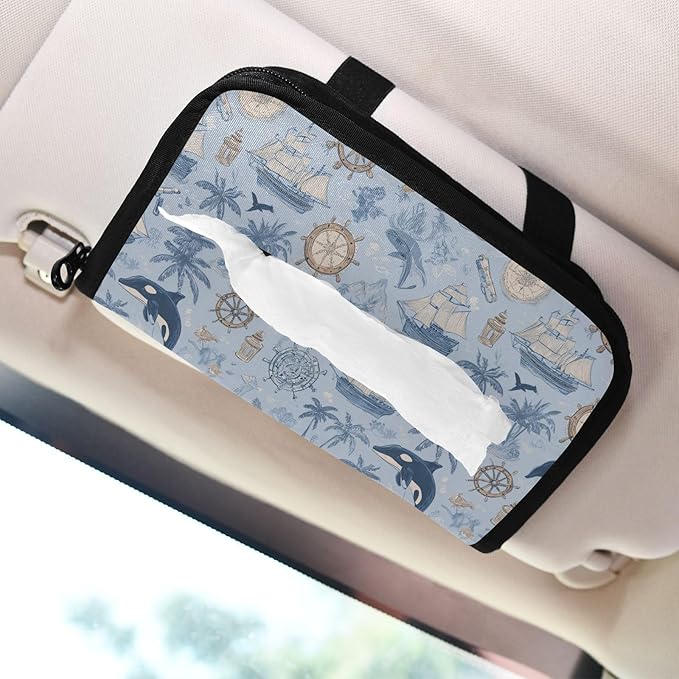 Car Tissue Holder Car Visor Organizer Tissue Box Holder for Car Sun Visor Organizer with Car Vehicle Accessories Essentials Interior for Women Men Aiguy000_seamless_pattern_a_whimsical_wallpaper_desig
