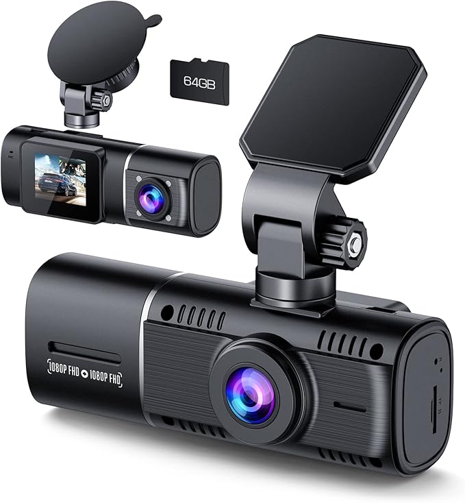 Dual Dash Cam Front and Inside 1080P Dash Camera for Cars IR Night Vision Car Camera for Taxi Accident Lock Parking Monitor 2
