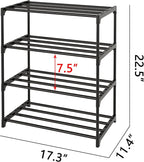 Metal Small Shoe Rack,Stackable Kids Shoe Stand,Narrow Shoe Storage Shelf for 8-10 Pairs of Shoes Entryway and Closet Hallway