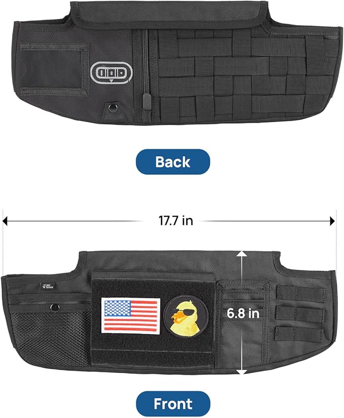 JOYTUTUS Sun Visor Organizer Compatible with 2018-2026 Wrangler JL & Gladiator JT, Driver's Side Front Tactical Visor Storage Cover Molle Webbing Visor Storage Holder Pouch, Multi-Pocket Net Zipper
