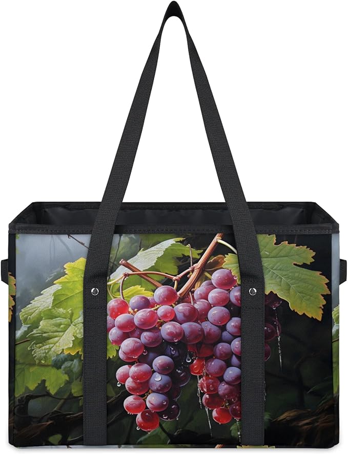 Reusable Grocery Bags Heavy Duty Shopping Bags Foldable Large Tote Bags with Long Handles & Hard Bottom