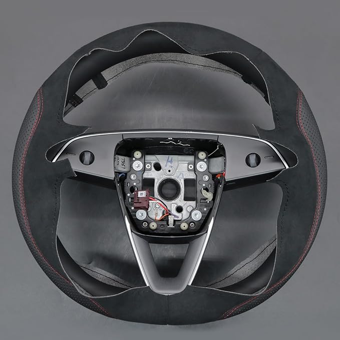 MEWANT DIY Stitching Steering Wheel Cover Wrap for Tesla Model 3 Highland 2023-2025/Model Y 2025 Highland for Tesla Model 3/Model Y Accessories(3D Style)