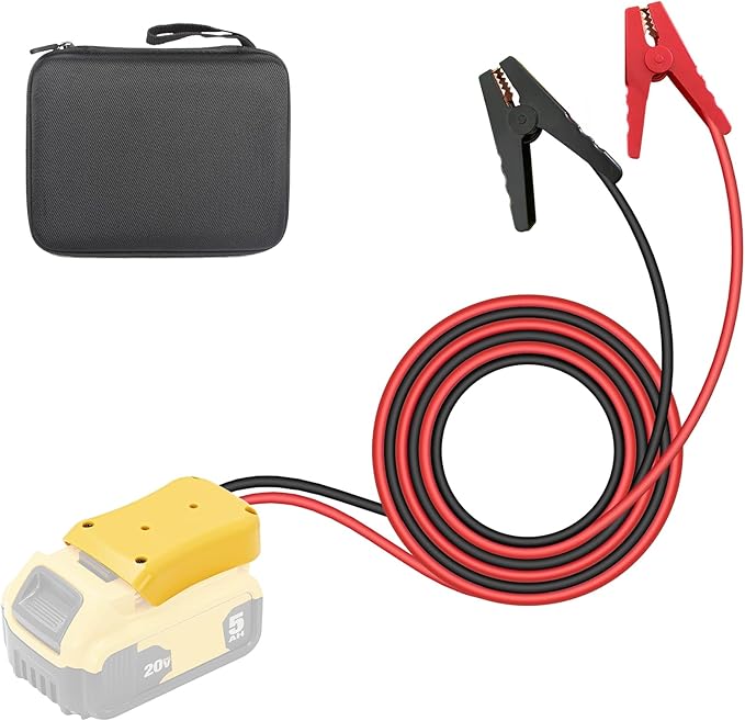 Jumper Cable Clamps for DeWalt 20V Battery Jump Starter, 3.28FT 8AWG Car Battery Jumper Cable with Adapter, Automotive Battery Booster Cable for Tools used to Jump Start a Car