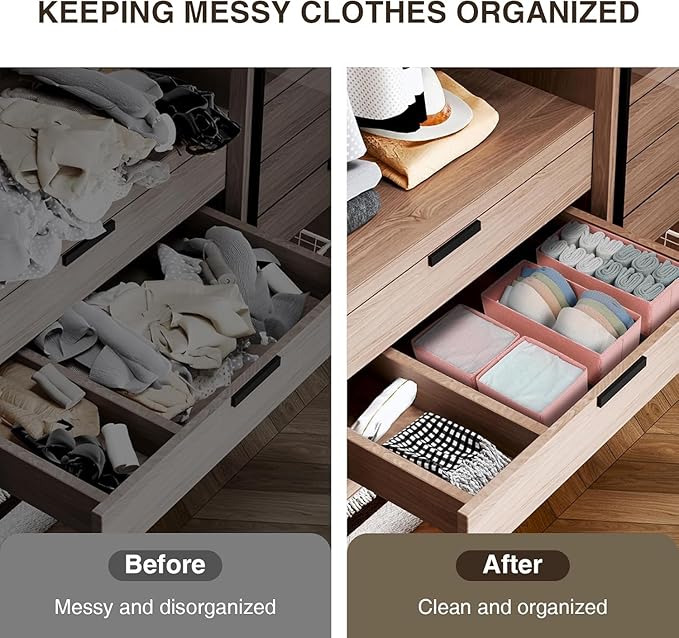 DIMJ Drawer Organizer for Clothing, 15 Pack Fabric Drawer Organizer Bins, Foldable Sock Organizer for Drawer, Dresser Organiz