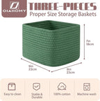 OIAHOMY 9”x9”x7” Storage Cubes, Cotton Rope Woven Baskets for Organizing, Cube Storage Bin, Small Gift Basket for Shelf, 3-Pa