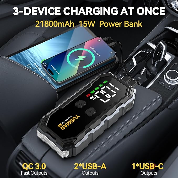 Car Jump Starter, 8000A 12V Jump Battery Pack (All Gas/10.0L Diesel), Portable Jump Starter with Display, Car Jump Starter
