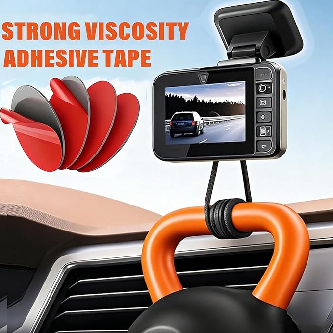 Adhesive Sticky Pads for Dash Cam, Square Heat Resistant Double-Sided Sticker Replacement for Suction Cup Car Mounts, Ensures Secure Hold for GPS, Includes 4 Adhesion Promoter (4Pcs Square)