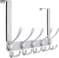 Dseap Over The Door Hook Hanger - Fits 1 3/8" to 1 3/4" Standard Doors | 5 Tri Hooks Heavy Duty Towel/Coat Rack | Door Organi