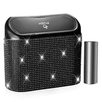 NBTEPEM Bling Car Trash Can with Lid, Mini Auto Garbage Can with 30 Trash Bags, Leakproof Automotive Garbage Container Bin, Bling Car Accessories Trash Can for Women (Black Diamond)