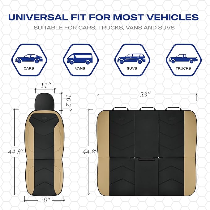 Skechers Memory Foam Seat Covers,Leather Car Seat Covers, Ultimate Comfort & Support Front Seat Covers Airbag Compatible, Aut