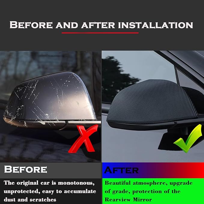 YHCDSEA Rearview Mirror Guard Cover for Tesla Model Y, Side Mirror Cover Exterior Accessories fit for Model Y 2024 2023 2022 2021 (Matt Carbon Fiber Pattern)