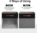 Bagnizer Storage Cubes, 4 Pack Linen Foldable Storage Bins (13 x 13 inch) with Clear Window and Handles, Fabric Organizer for