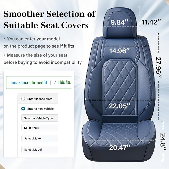 Coverado Car Seat Covers, Front Seat Cover, 2 Pack Luxury Faux Leather Seat Covers for Cars, Waterproof Car Seat Protector, B
