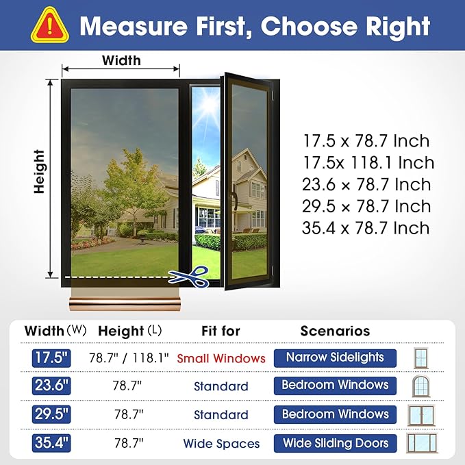 Coavas One Way Privacy Window Film, Sun Blocking Reflective Window Film See Out Not in, Heat Control Window Tint for Home, Anti UV Static Cling for Windows Office Door (Brown, 23.6 x 78.7 inches)