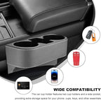 Car Seat Gap Filler Organizer, Multifunctional Auto Console Side Storage Box with Cup Holder, Universal PU Leather Cup Holder Front Seat Crevice Filler for Car Truck SUV (Gray)