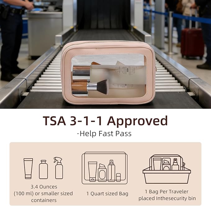 3PCS Diaper Bag Organizer Pouch Set，Clear Organizer Bags,TSA Approved Toiletry Bag,Clear Waterproof Cosmetic Bags with Zipper