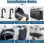 2 in 1 Comapct Steering Wheel Desk Headrest Tray for Writing, Eating, and Working,Tablet or Drink Black Accessory for Road Trips and Business Travel, SD-1508C