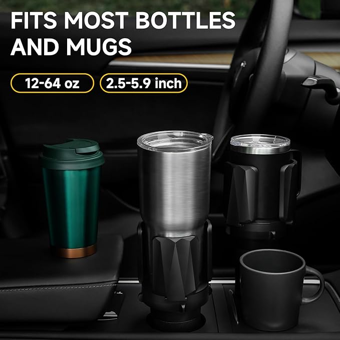 DYLEN Car Cup Holder Expander, Cup Holder Expander Adapter for Car with Expandable Arms, Fits Yeti, HydroFlask, Stanley 14-64