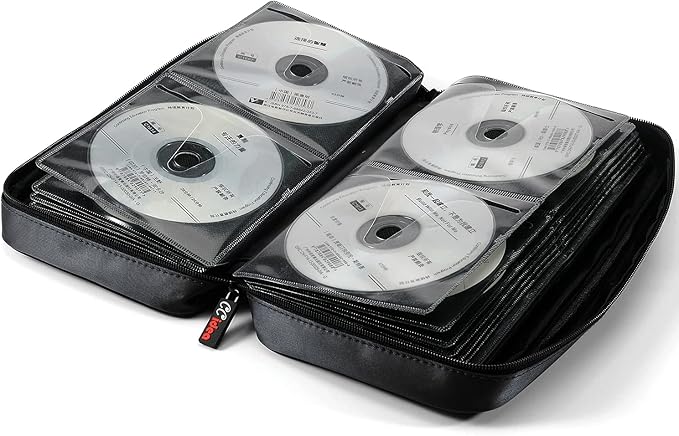 CCidea 96 Capacity CD/DVD Case Holder Portable Wallet Disc Storage Binder for Car, Home, Travel (96-Black) Specials