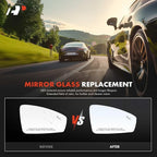 A-Premium Right Passenger Side Heated Mirror Glass with Backing Plate - Compatible with Volkswagen Tiguan 2018 2019 2020 2021 2022 2023 - Exterior Side View Convex Mirror with Blind Spot Detection