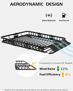 DEXSO 46" x 36" Universal Roof Rack Basket with Cargo Net, 200 Lbs Capacity Rooftop Cargo Carrier Basket, Heavy Duty Luggage Holder Rack for SUVs, Trucks, Vehicles