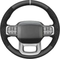 MEWANT Hand Stitch Steering Wheel Cover for Ford F150 Lightning F350 Expedition Made of Real Leather Embossed Athsuede