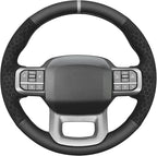 MEWANT Hand Stitch Steering Wheel Cover for Ford F150 Lightning F350 Expedition Made of Real Leather Embossed Athsuede