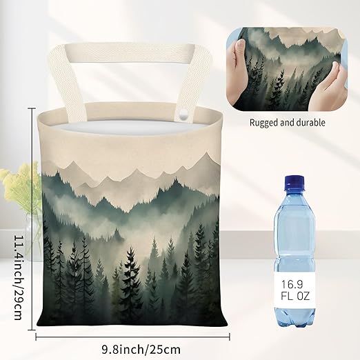 Car Garbage Can, Seat Back Hanging Cute Car Trash Can Bag, Car Organizer and Storage Bag for Travelling, Outdoor Cute Green Misty Forest