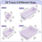 Vtopmart 25 PCS Plastic Drawer Organizers Set, 4-Size Versatile Bathroom and Vanity Drawer Organizer Trays, Storage Bins for 