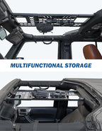 JOYTUTUS Overhead Molle Panel Compatible with Wrangler JK 2007-2018 (Only for Hard Top), Wrangler Cargo Roof Rack Storage, No Drilling