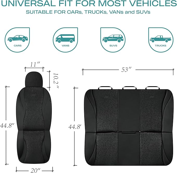 Skechers Car Seat Covers,Leather Seat Covers with GOGA Mat Technology,Waterproof Car Seat Covers Full Sets,Airbag Compatible,