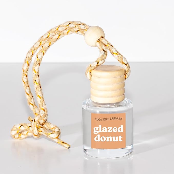 COOLGIRLCANDLES Glazed Donut Car Hanging Fragrance Oil Diffuser - Air Freshener for Essential Oils, Scents Aromatherapy Autom