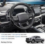 Steering Wheel Cover for Ford F150 2021-2025/ F-150 Lightning 2022-2025/ F250 F350 F450 F550 2023-2025/ Ford Expedition 2022-2024 Car Steering Wheel Cover Protector Accessories for Ford (Matte Black)