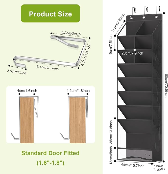 VERONLY Over the Door Shoe Organizer, Hanging Shoe Rack for Closet with 16-20 Pairs Capacity, Foldable Storage for Shoes, Boo