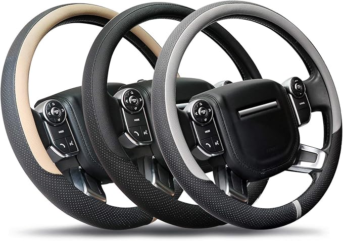 COFIT Breathable Car Steering Wheel Cover 16 inch Auto Universal Leather Wrap Non-Slip Steeringwheel Protector Automotive Int