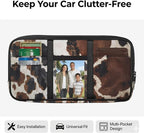 Cow PrintCar Sun Visor Bag Vehicle Visor Storage Pouch Auto CD Holder with Multi-Pocket Fits Most Cars,Suvs,Jeeps,Trucks