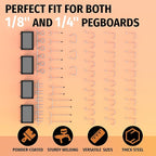 HUHOLE 49 Piece Pegboard Hooks Assortment Kit with Pegboard Bins Garage Tool Organizer Set Fits 1/8 and 1/4 Inch Peg Board Ac
