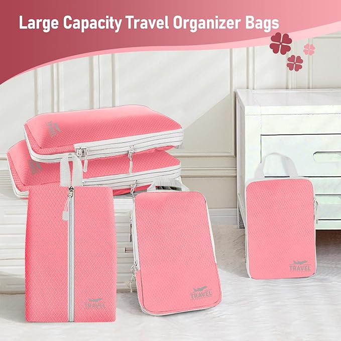 5 Set Packing Cubes For Travel Essentials, Luggage Packing Organization Cubes Suitcase Organizer Bags Set For Luggage Travel 