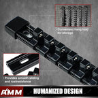 AMM 6-Piece Socket Organizer，3/8 inch Drive ABS Tools-Socket Holder，Heavy Duty Socket Racks，Premium Quality Socket Clip Rail 