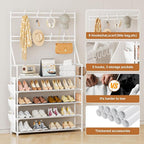OYREL Shoe Rack 5 Tier Shoe Racks Organizer 20-25 Pairs Shoes Rack for Closet Entrance Shoe Storage Shelf with Hooks and Side