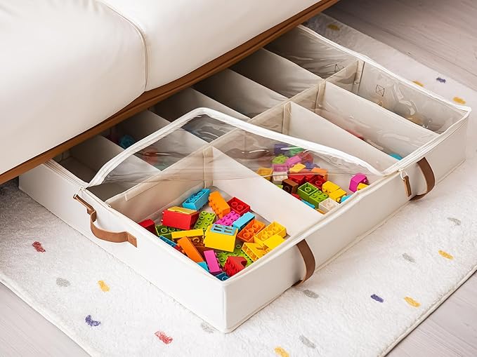 StorageWorks Shoe Organizer Under Bed for Closet with 3-Pack Bed Sheet Organizers and Storage