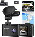 Dash Cam Front and Rear: 4K+2.5K Dual Channel Dash Cam-5GHz WiFi, GPS Dash Camera for Cars with 64GB Card, 2.0" IPS Screen, A