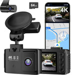 Dash Cam Front and Rear: 4K+2.5K Dual Channel Dash Cam-5GHz WiFi, GPS Dash Camera for Cars with 64GB Card, 2.0" IPS Screen, A