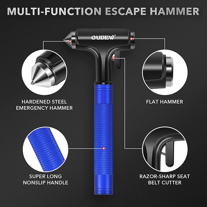 Car Safety Hammer, Car Glass Breaker with Seat Belt Cutter, Automotive Escape Tool, Metal Window Breaker, Emergecy Safety Ham