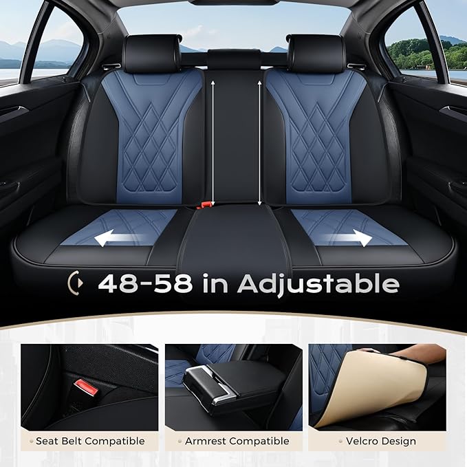 Coverado Car Seat Covers Full Set, Seat Covers for Cars, Front Seat Covers and Back Seat Cover Waterproof Leather Automotive 