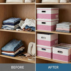PRANDOM Storage Bins with Lids [3-Pack] Linen Fabric Foldable Storage Boxes Organizer Containers Baskets Cube with Cover for 