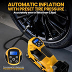 Cordless Tire Inflator Air Compressor for DeWalt 20V Max Battery, 150PSI Portable LED Light Handheld Air Pump with Digital Pressure Gauge for Cars Motorcycles Bikes Sport Balls(Battery Not Included)