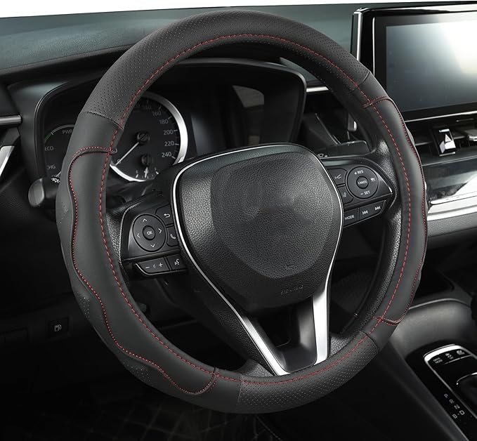 West Llama 3D Texture Steering Wheel Cover for Toyota, Anti-Slip Design, Premium Leather, Custom Fit for 14.5-15 inch, Stylis